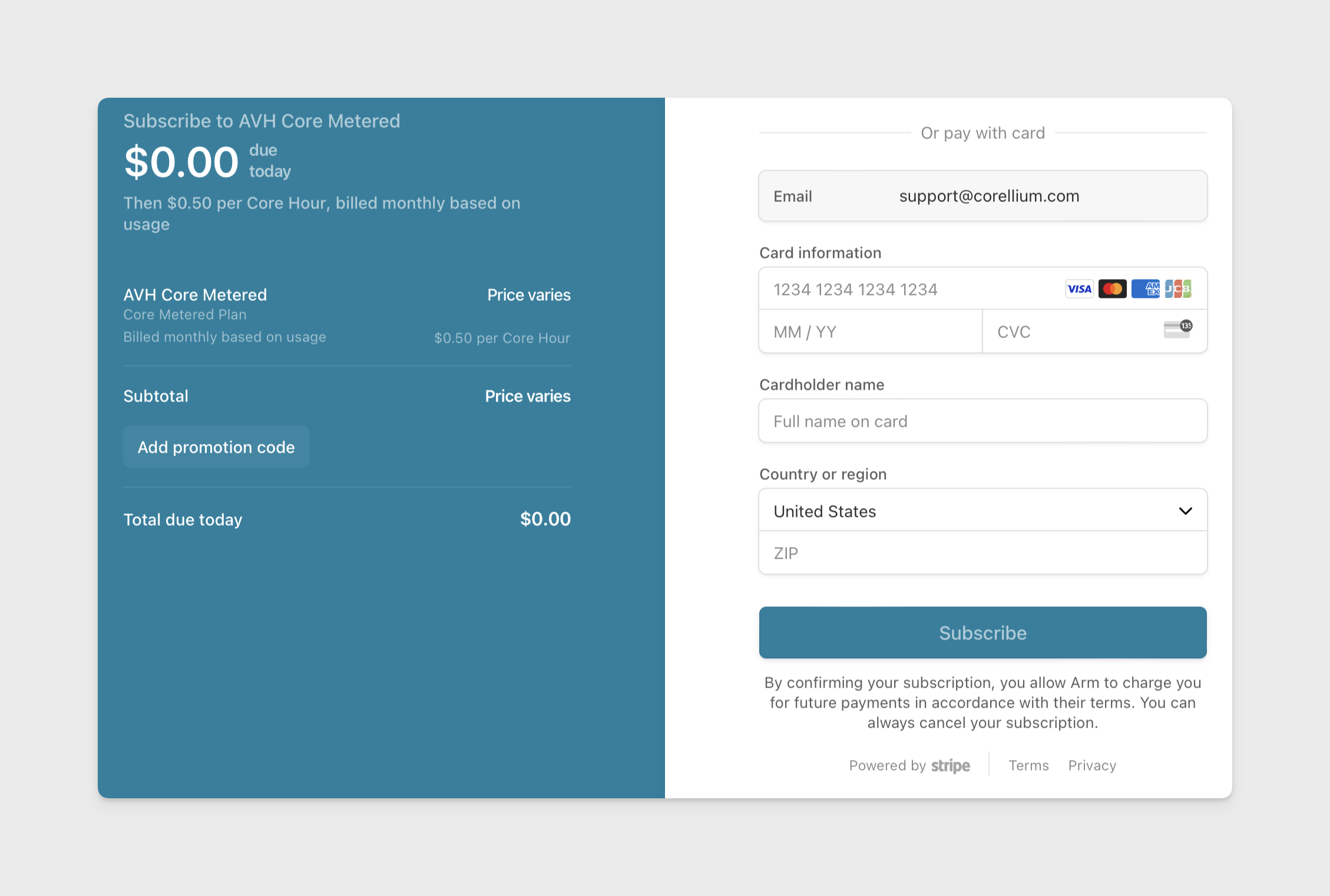 Payment page