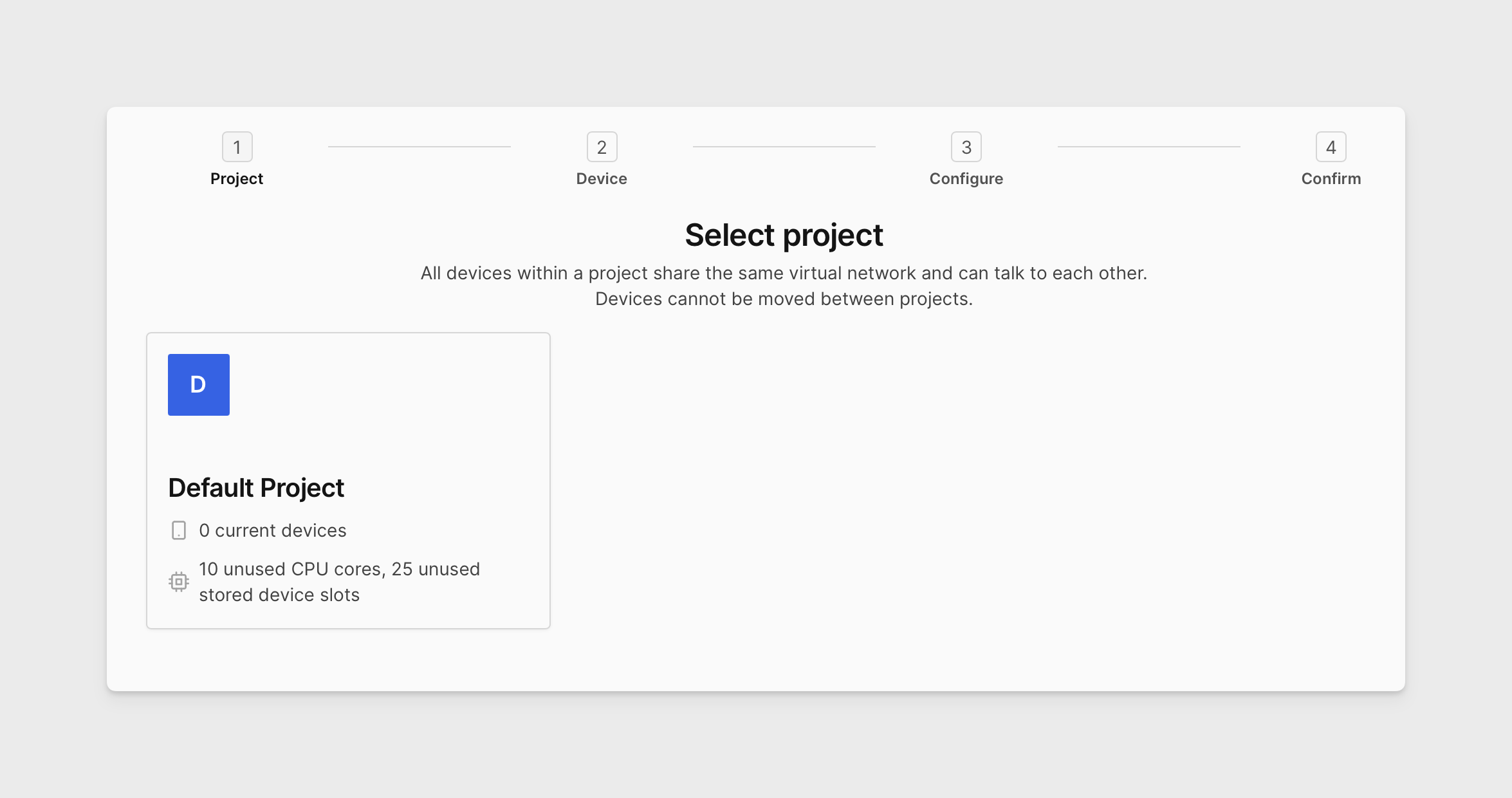 Selecting a project