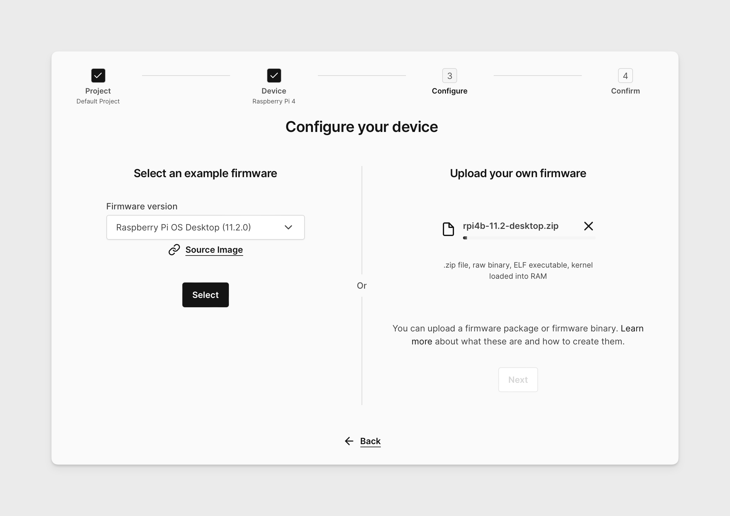 Upload firmware