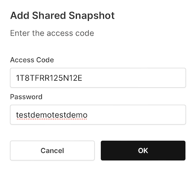 Enter the access code and optional password