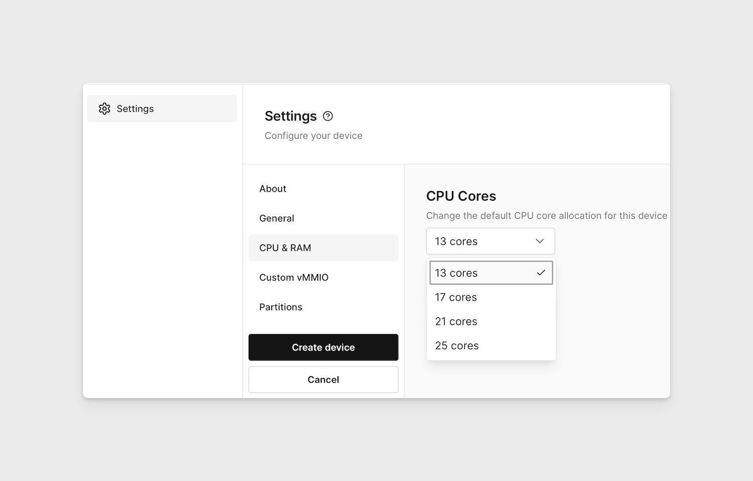 Select CPU count