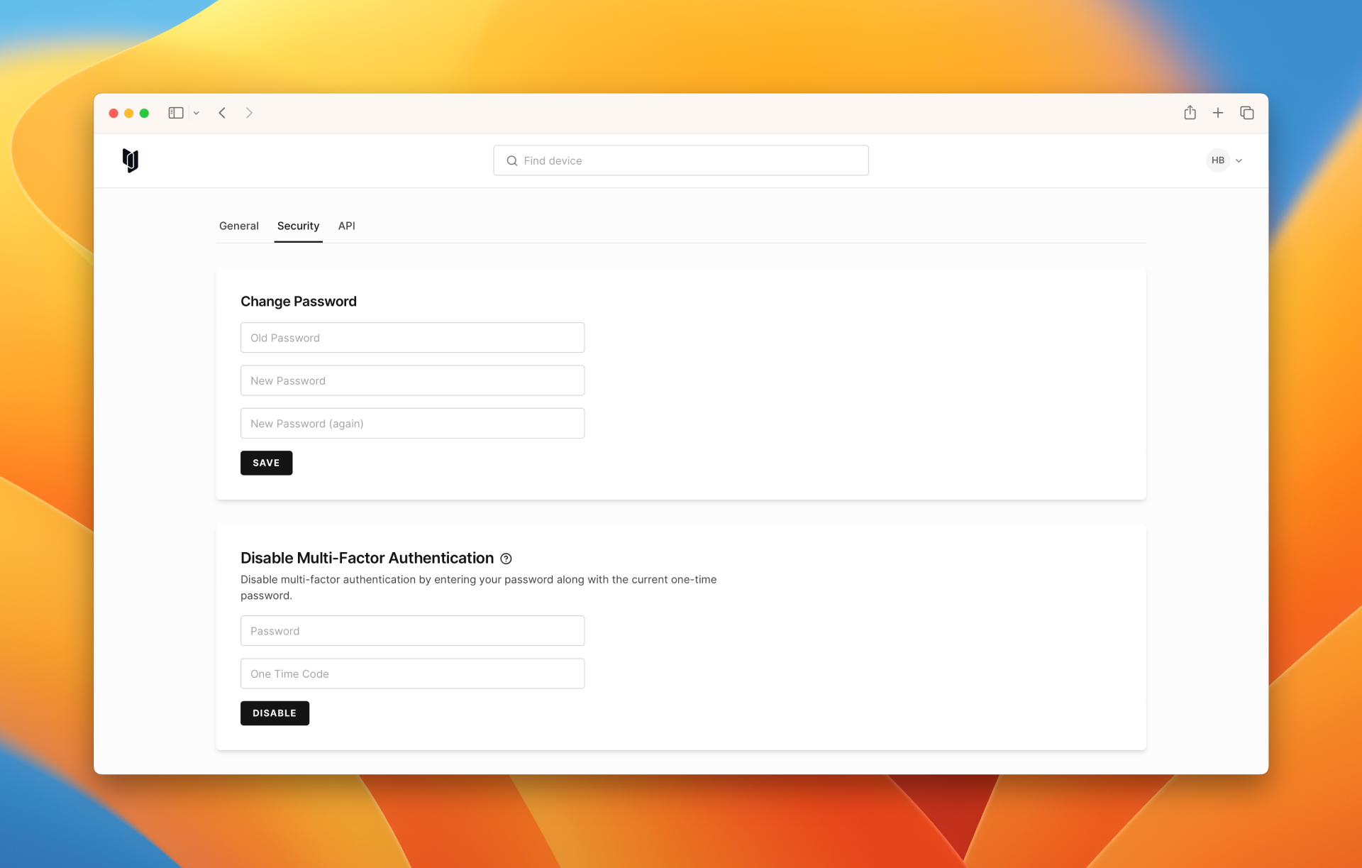 Security page