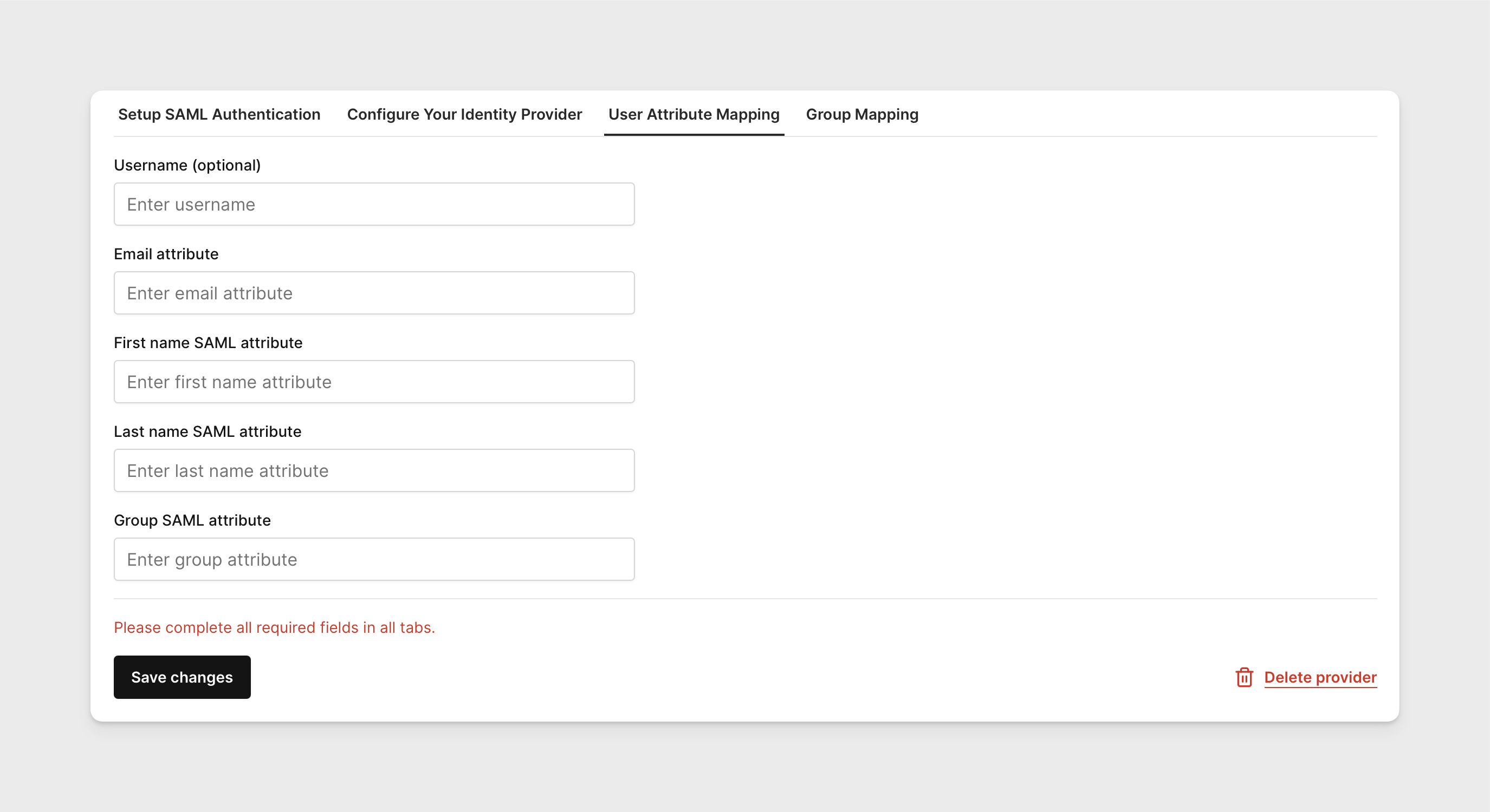 Add SAML user attributes