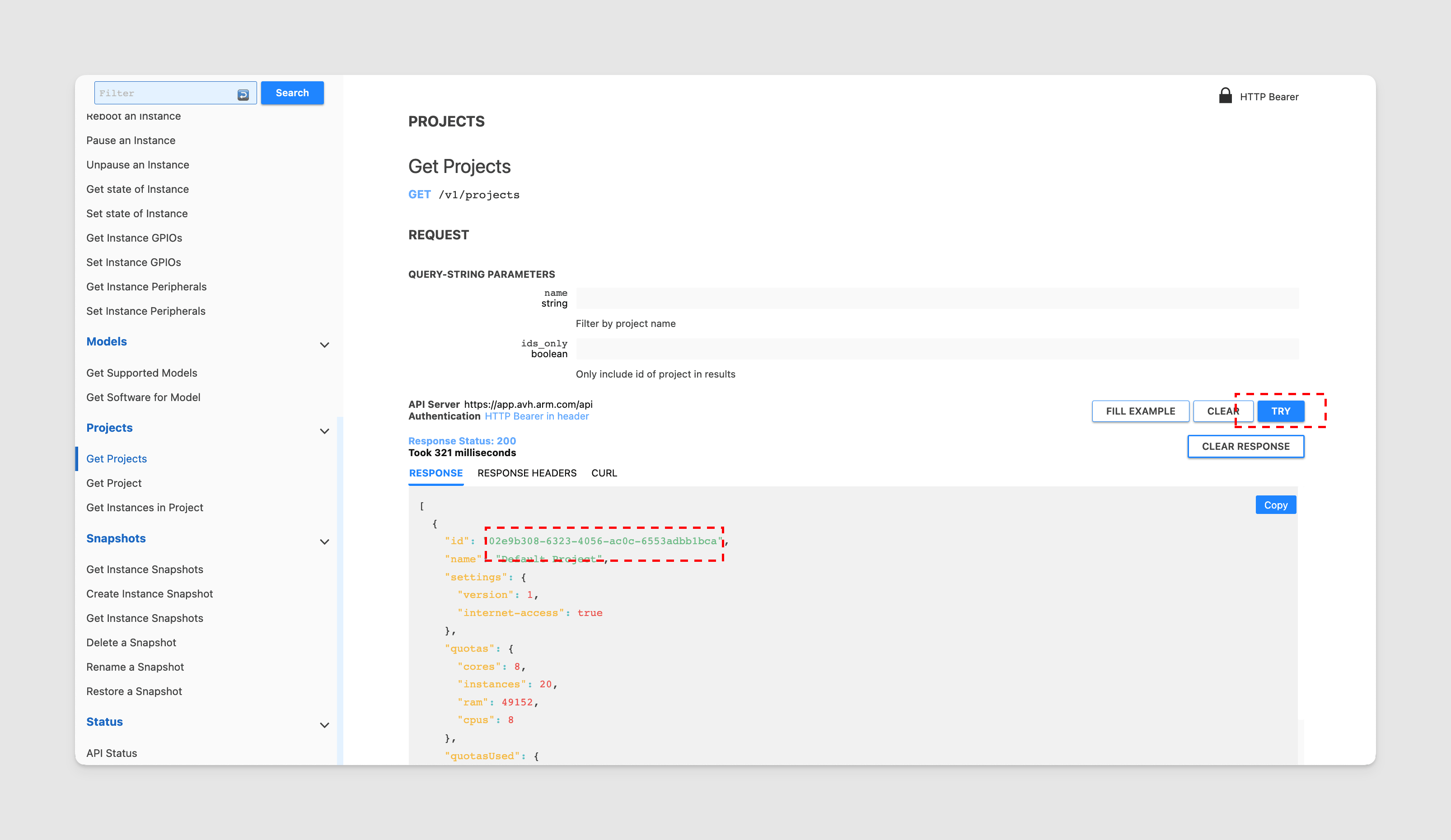 Copy the id from the JSON