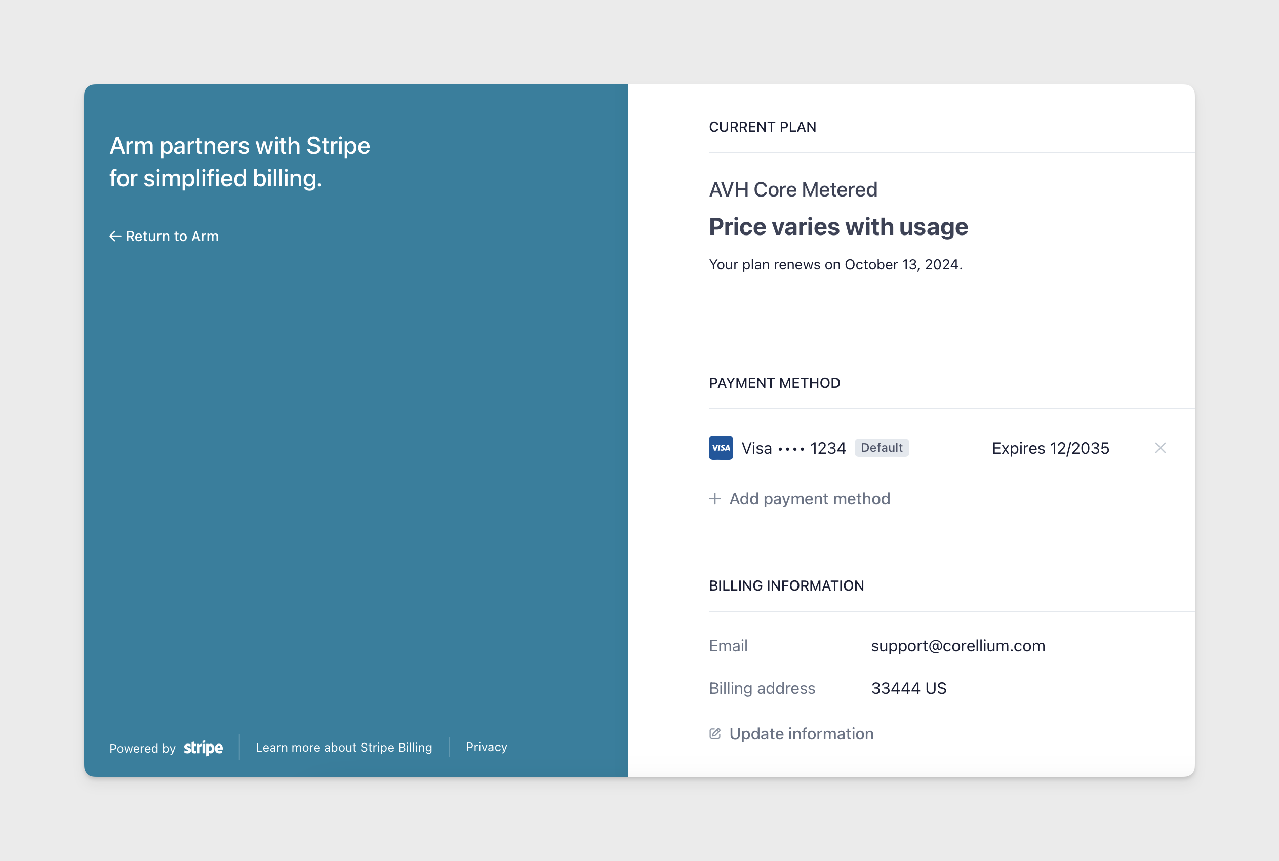 Managing billing details