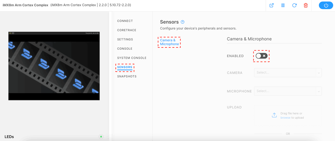 Enable the sensors